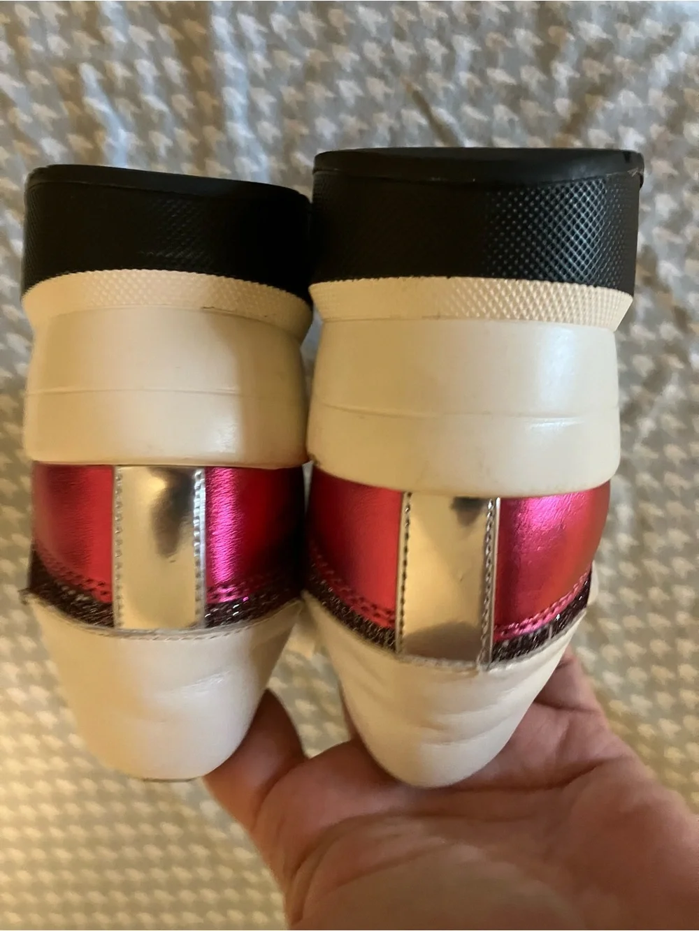 Michael Kors Burgundy Glitter Lace-Up Sneakers with White Trim